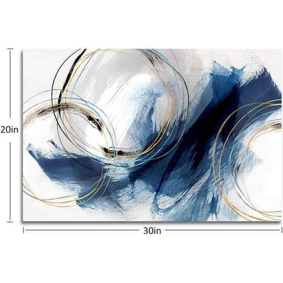 Wall Art Canvas Abstract Art Paintings Blue Fantasy Colorful Graffiti on White - Picture 4 of 6